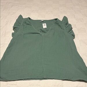 Old Navy Sage Ruffle Sleeve Blouse